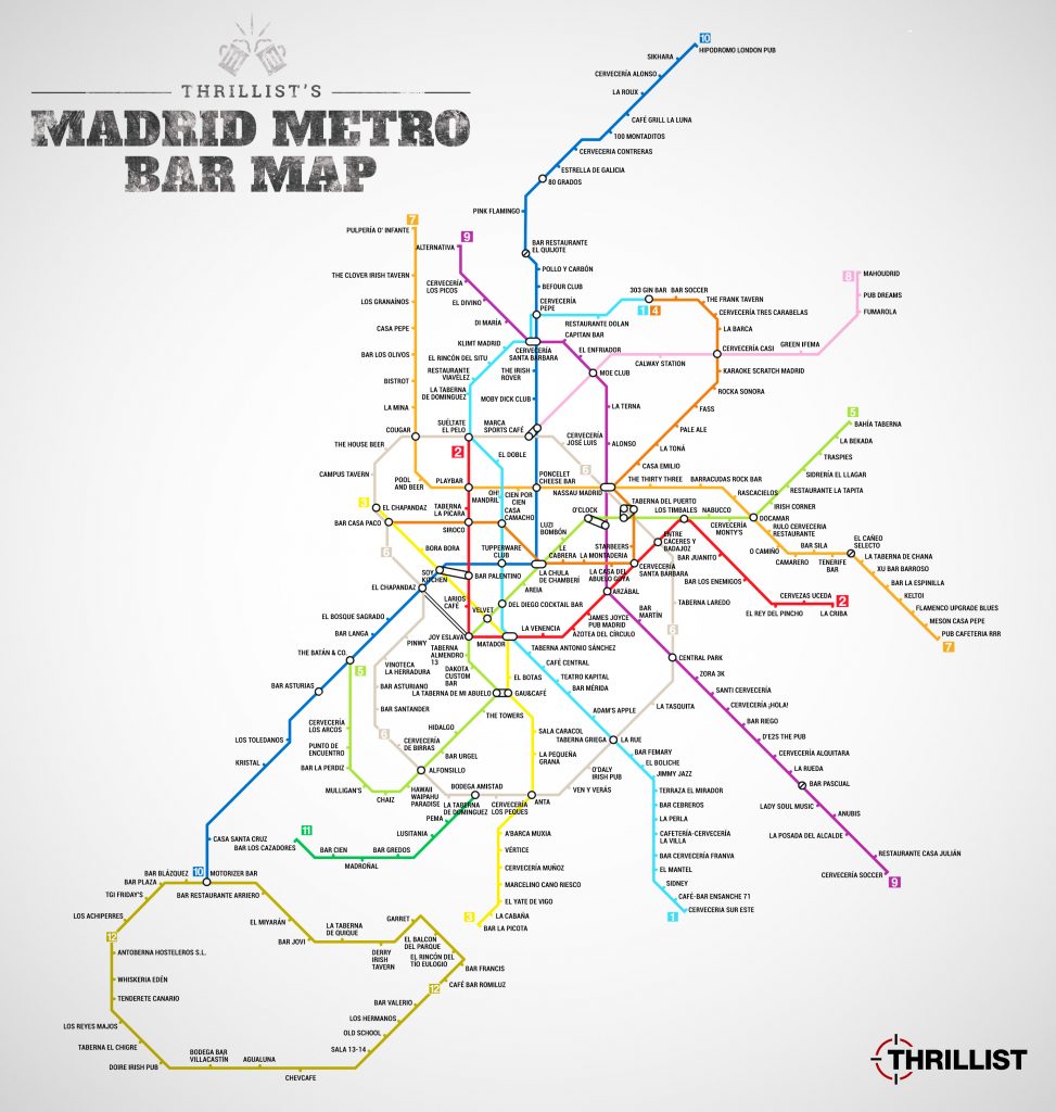 Madrid Metro Bar Map / Jennifer Bui / Thrillist
