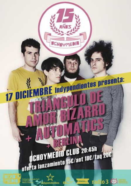 «Triángulo de amor bizarro» actúa en Madrid junto a «Automatics» y «Berlina»